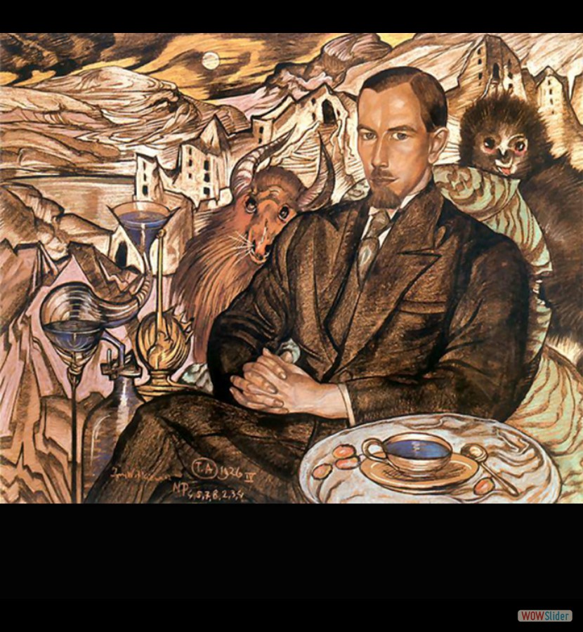 Retrato de Włodzimierz Nawrocki sobre fondo de una composición paisajista - 1926 